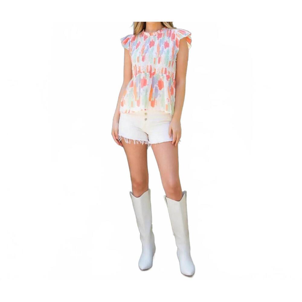 NEW THML francesca top in pink multi